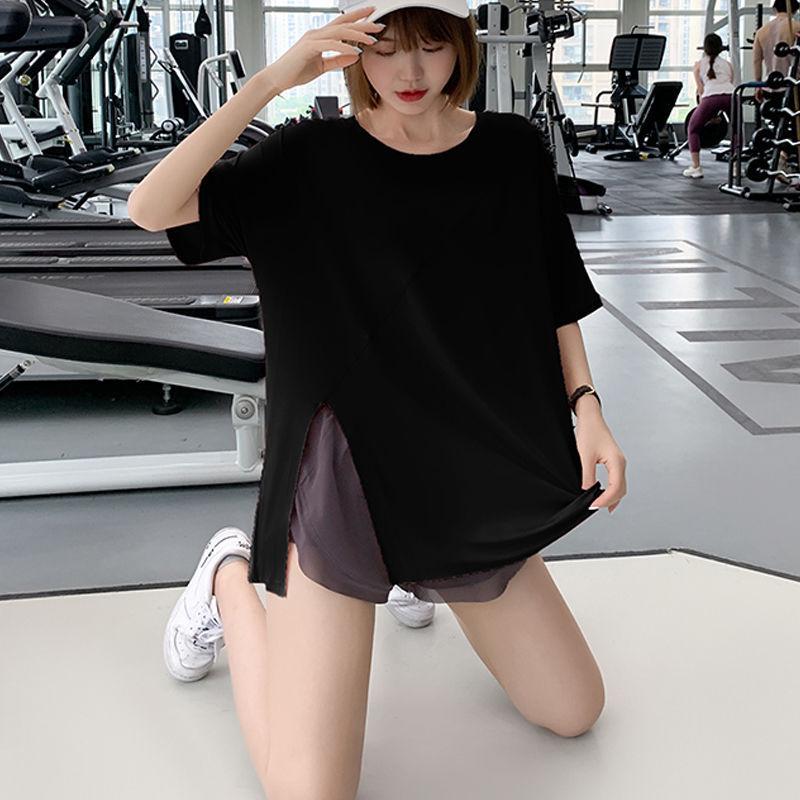 Rychleschnoucí dámské aktivní oblečení: Jógová trička, Sportovní trička s rozparkem, Volné běžecké halenky, Fitness dlouhé rukávy plus size