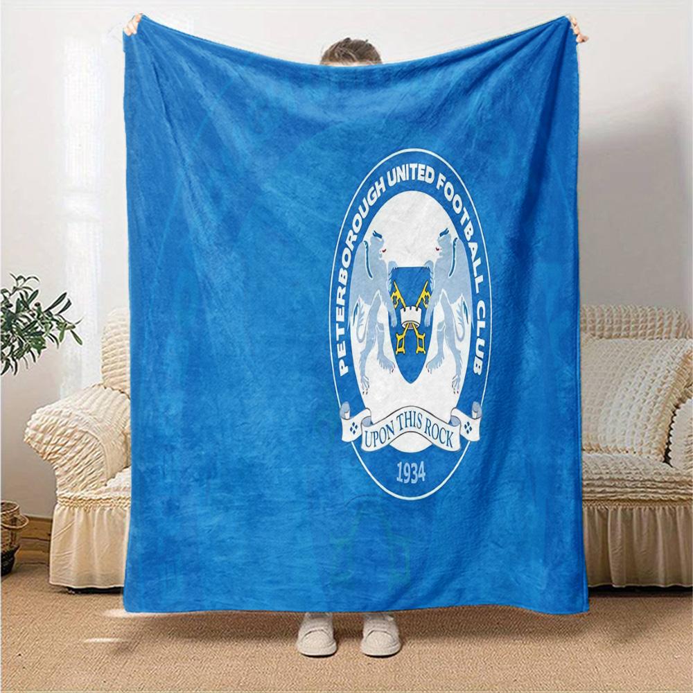 Peterborough Crest Flannel Blanket, Soft Polyester, Modern Design, All-Season for Camping, Travel, Gifts for holidays or birthdays