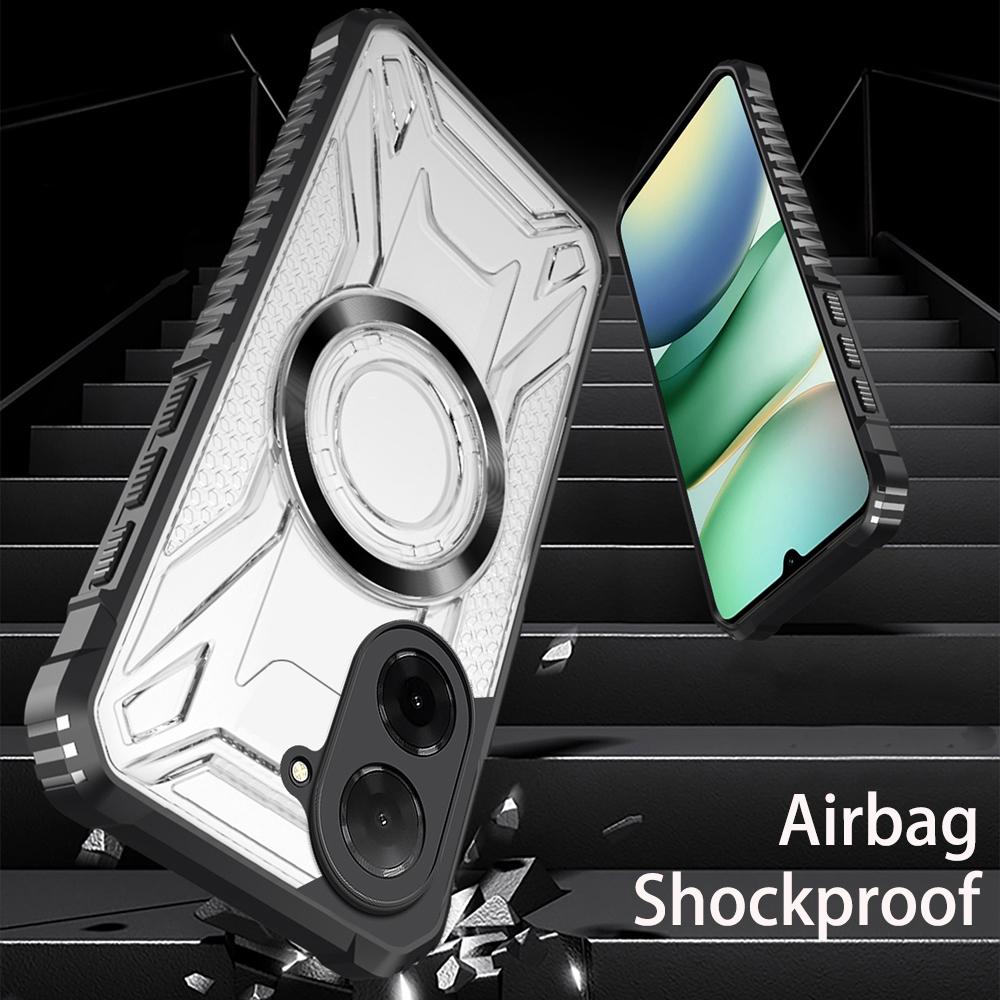 KEYSION Průhledný magnetický kryt pro TECNO Spark Go 2 Pop 10 Měkký silikon+PC Odolný proti nárazům Kryt na telefon pro Infinix Smart 10