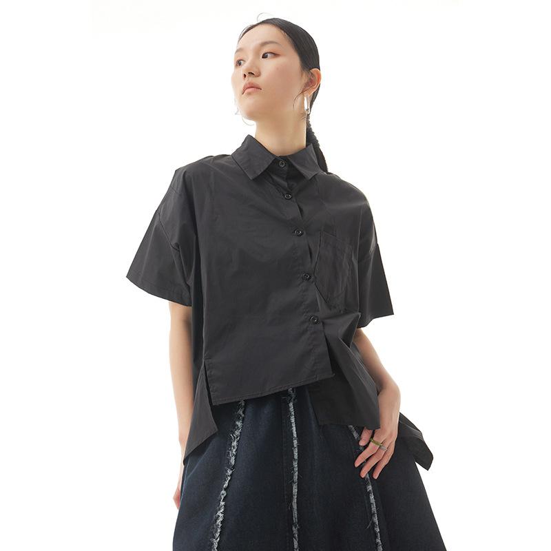 

Летние топы нестандартного дизайна, свободная рубашка больших размеров для женщин One Size чёрный