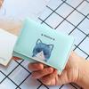 Kurze Brieftasche für Frauen, dreifach gefaltet, niedlicher Cartoon-Druck, Student, Kawaii-Katze, kleine Geldbörse, Leder, ID, Kreditkarteninhaber, Mädchen, Mini-Geldbörsen