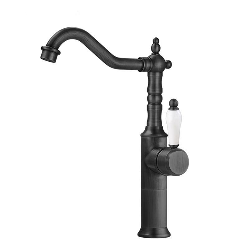 Antiker Bronze-Waschtischhahn, goldener Badhahn, Deckmontage, schwarzer Küchenhahn, Spültischhahn, heiß/kalt, Chrom, Waschtischhahn, Messing