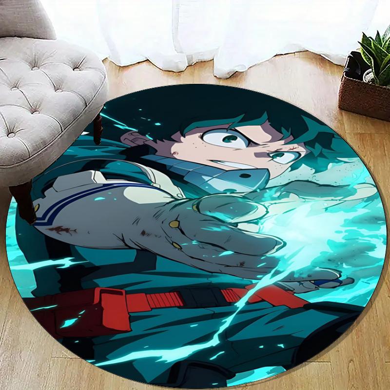 My Hero Academia Bedruckter Runder Teppich Teppich Stuhlteppich Bereichsteppich Eingang Fußmatten, für Bürostuhl Wohnzimmer Schlafzimmer Küchenraum.