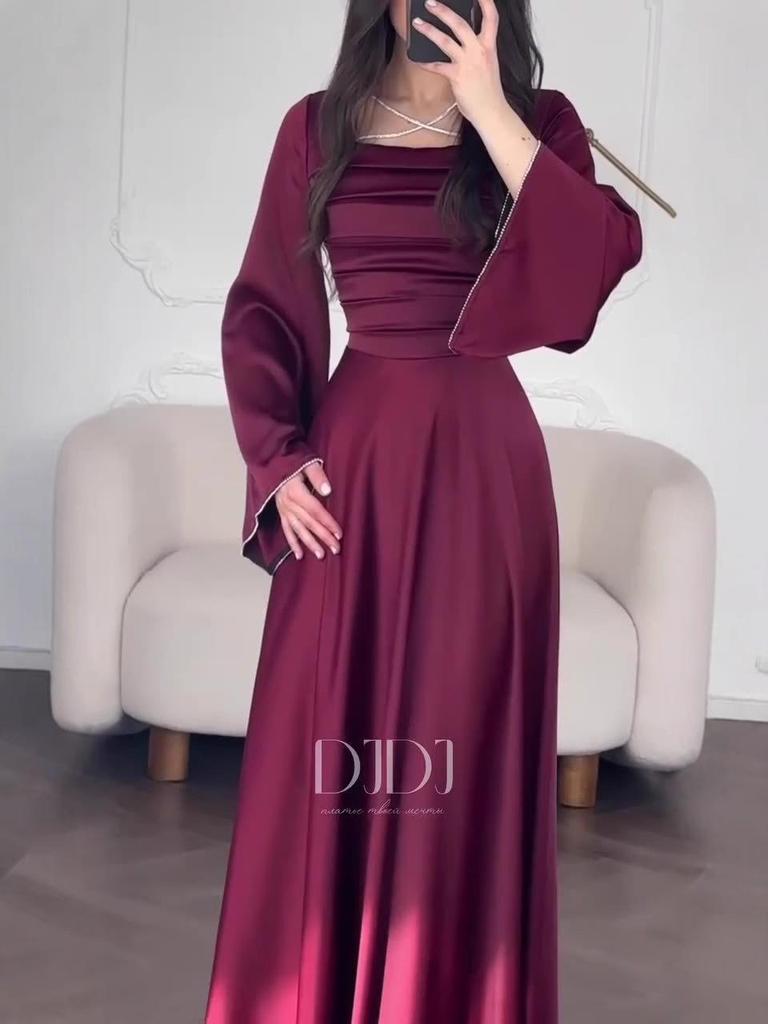 Letné Retro Elegantné Šaty s Dlhým Rukávom s Sťahovaním v Pás pre Ženy 2025