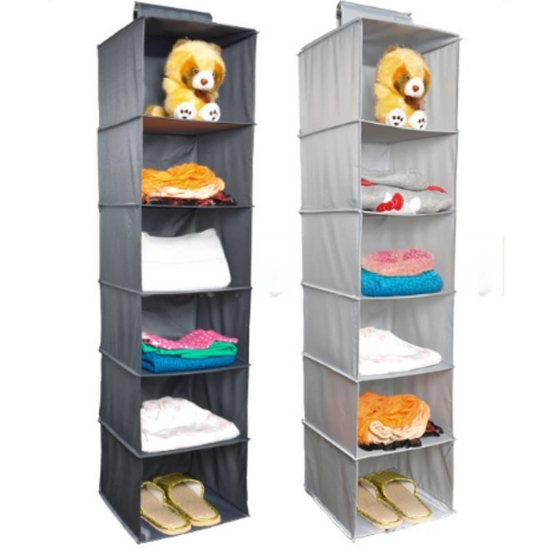 Layer 6 Shelf Closet Hanging Clothes Shoes Storage Rack Organizer Pocket Hanger