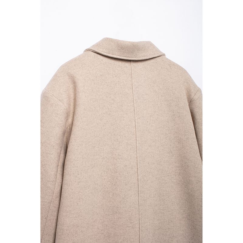 Kaslead New Arrival Women's Clothing Fashion Style Fashion Minimalist Elegant Decorated Row Button Lapel Long Woolen Coat