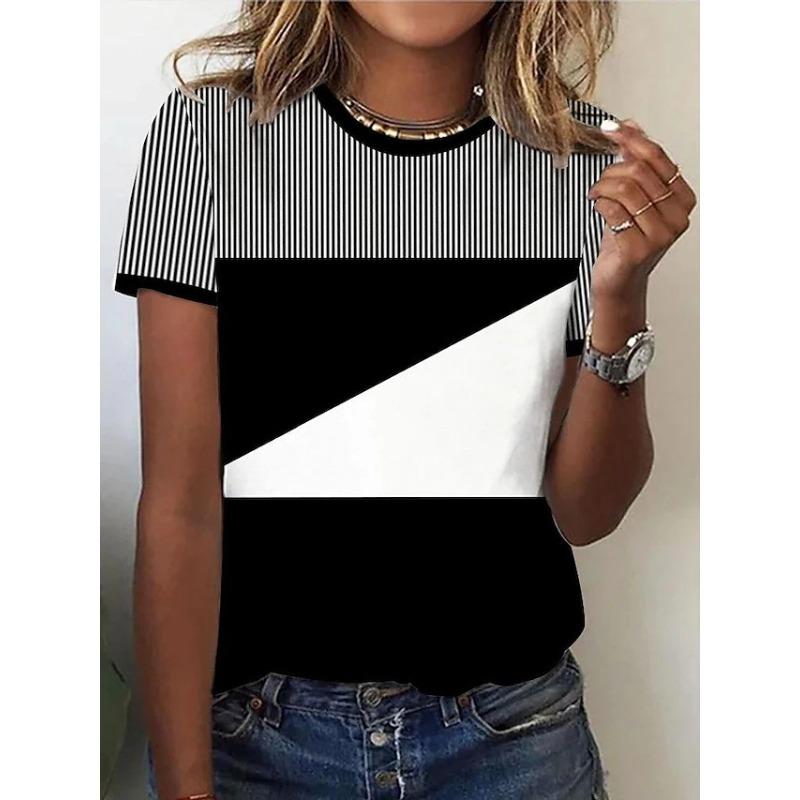 Summer New Loose and Trendy 3D Printed Casual Round Neck Short Sleeved T-shirt