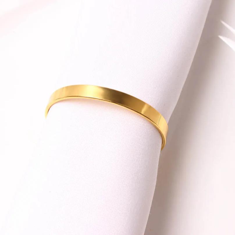 10pcs Golden Napkin Rings Simple Serviette Holder For Wedding Party Banquet Adornment