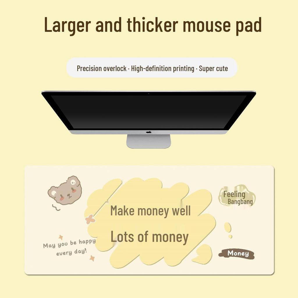 Extra Large Doodle Text Mouse Pad with Lock Edge - Thick, Durable Keyboard Desk Mat