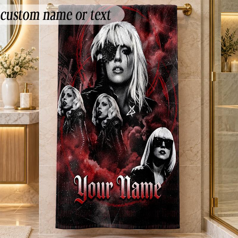Beach TowelLady Gaga Custom Name Text Personalized Soft Towel for Beach Pool Indoor Home Decor Gift