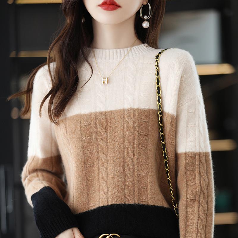 Fashion Autumn and Winter New Crew-Neck Sweater Women's Pullover Sweater with Long-Sleeved Blouse Bottoming Shirt Jumper