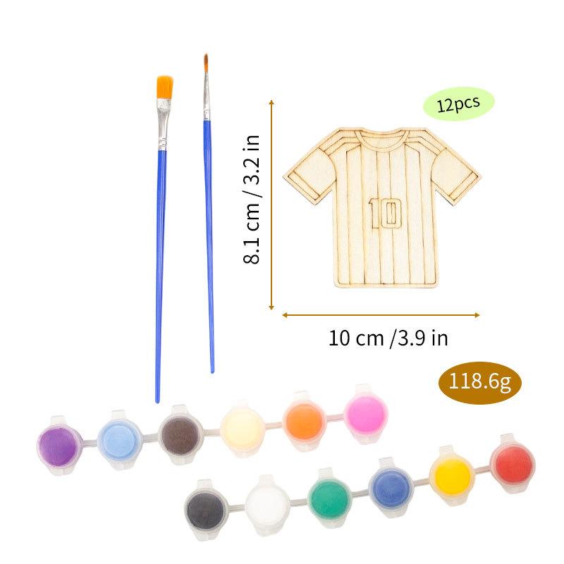 

12Pcs Multi Type Wooden DIY Painting Craft Set Wooden Blank Ornament Football Basketball Birthday Party Gift