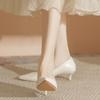 2026 Neue Damen-High Heels aus weichem Leder - Dünner Absatz Spitz zulaufende Spitze Off-White Professionelle Arbeitsschuhe, Ermüdungsfreie Füße, XCY41-Y5-8