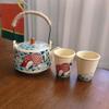 Kung Fu Carp Fish Tea Set, Ceramic Tea Infuser, Travel Portable TeaPot, TeaCup, Tea-Water Separation, Handle-Hanging Pot