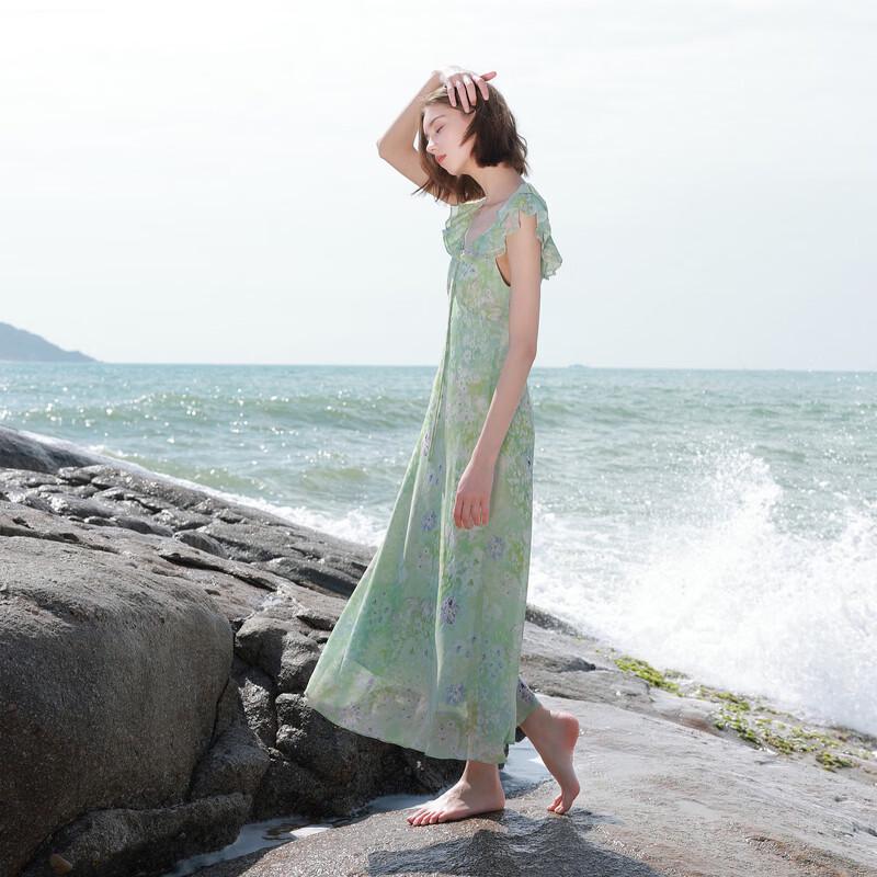 Sancai 2026 Summer Chiffon Ruffled Maxi Dress
