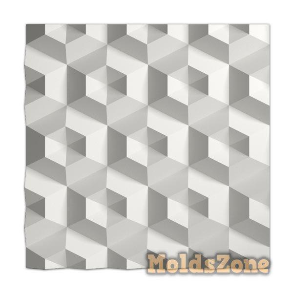 3D Wall Panel Mold for Gypsum, Plaster or Concrete Tile for Decorative Wall Panels 'Diamonds'