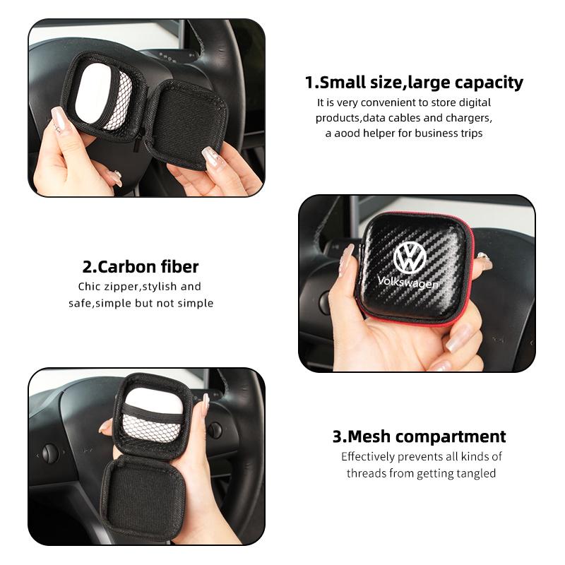 Earphone Data Case Car EVA Storage Bag Mini Headset Box For Volkswagen VW Golf 4 5 6 7 Polo Jetta Sagitar Magotan Passat B5 B6
