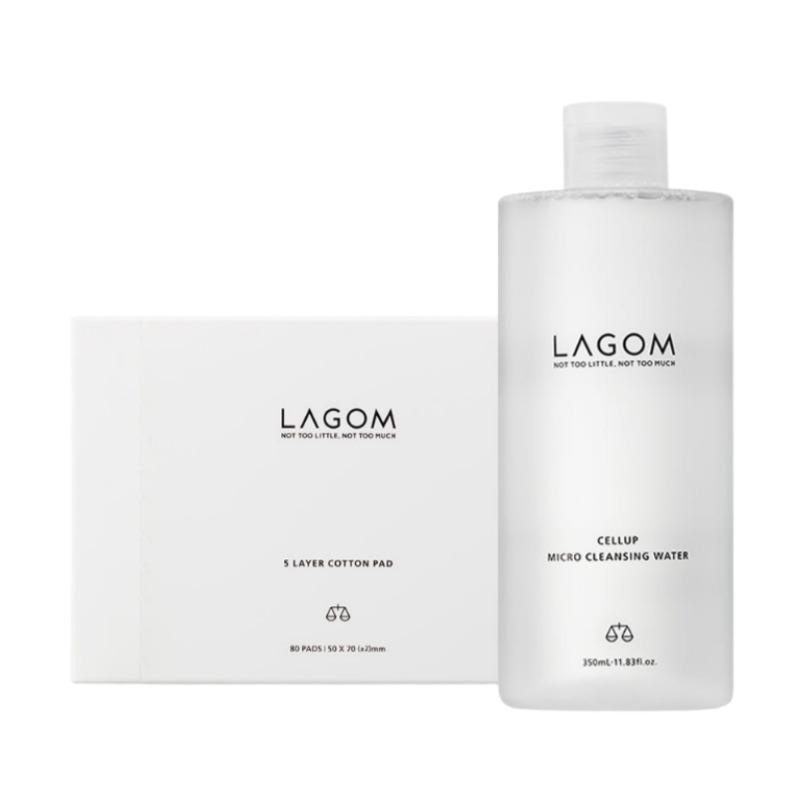 LAGOM Cellup Micro Cleansing Water 350ml + 5-Layer Cotton Pads Set