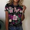 Tricou Casual Imprimat cu Decolteu în V Confort Zilnic Mânecă Scurtă Modă Tricouri Simple pentru Femei