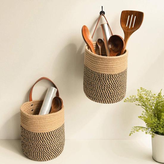 Hanging Basket Round Multi-purpose Woven Wall Rope Basket for Home