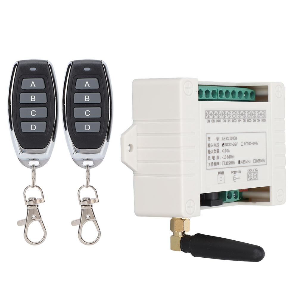 AKC211008 433MHz Wireless RF Remote Control 4 CH Relay Module for Industrial Control DC1236V