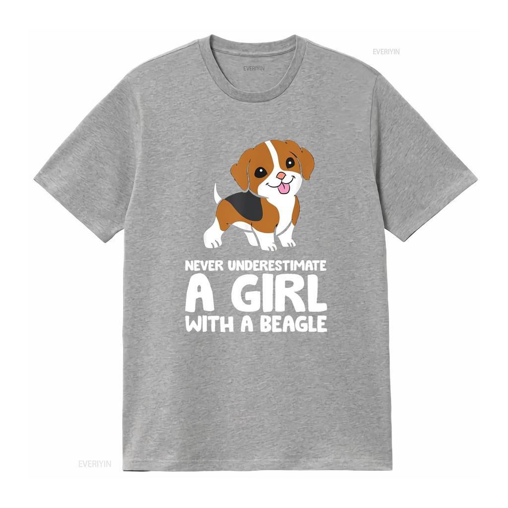 Unterschätze niemals ein Mädchen mit einem Beagle Hund T-Shirt vintage gewaschen dehnbar vielseitig Designerkleidung weich