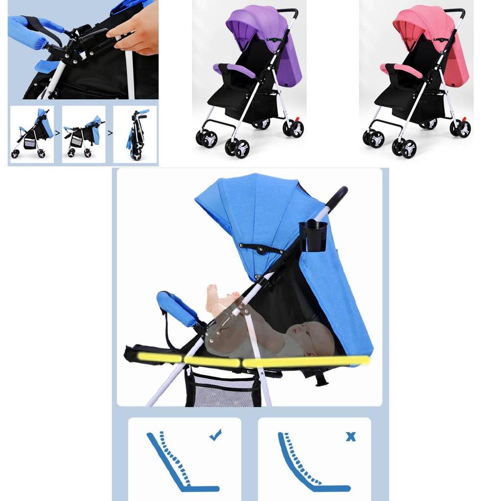 Lightweight Versatile Baby Stroller For Easy Travel Comfortable Seating And Lying Options