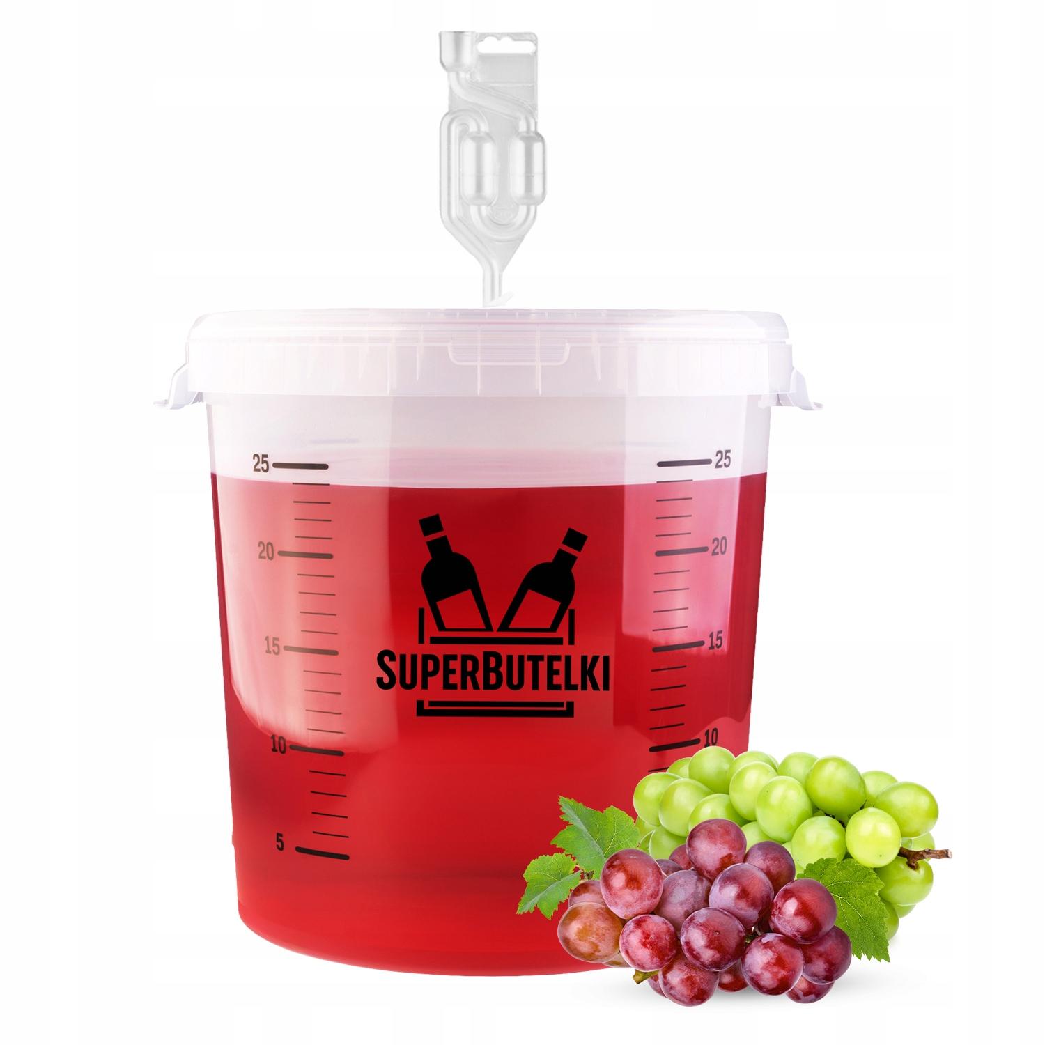 Ensemble - 1x récipient de fermentation de 30 L avec couvercle transparent + 1x joint pour tube de fermentation en plastique avec bouchon + 1x tube de fermentation en plastique