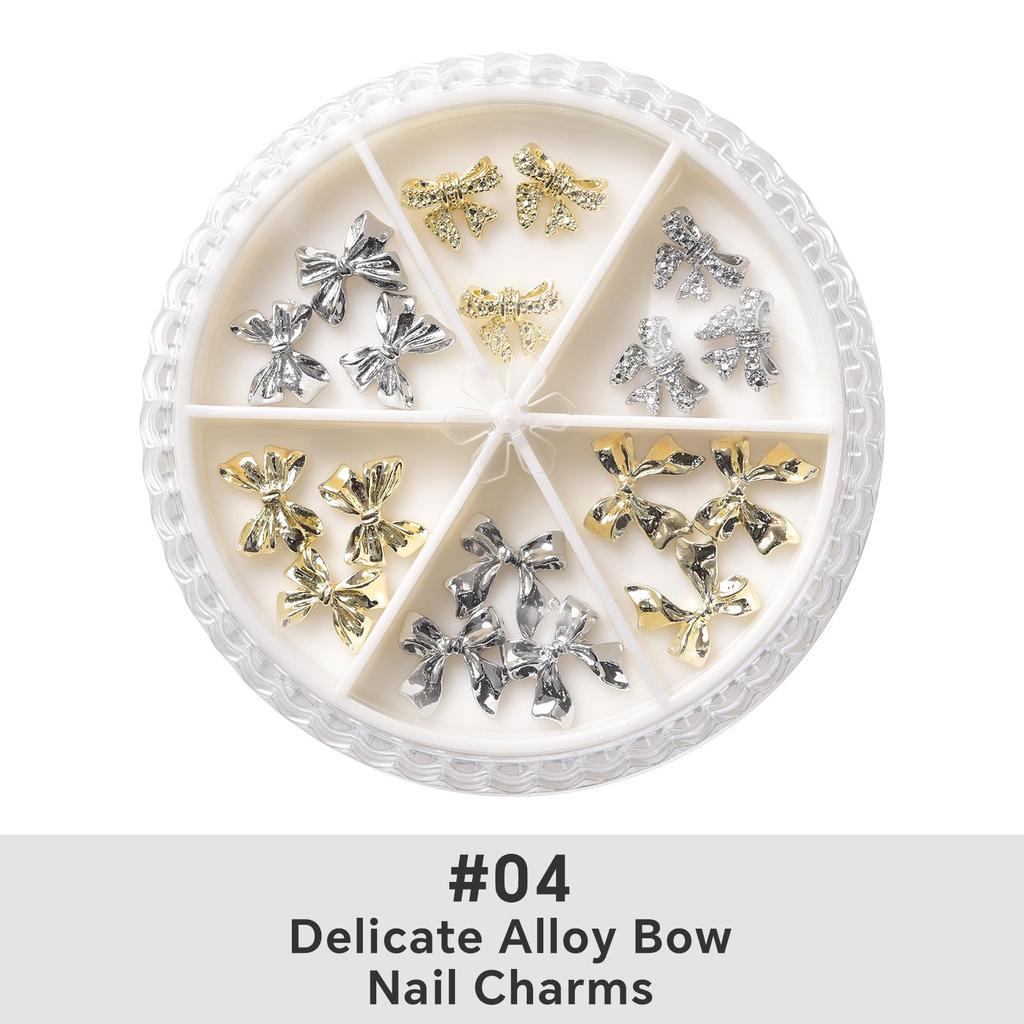 1Box Mixed 3D Nail Charms Resin Bowknot Leaf Pearl Nail Art Decorations DIY Manicure Tools Parts Nail Accessories Boxed