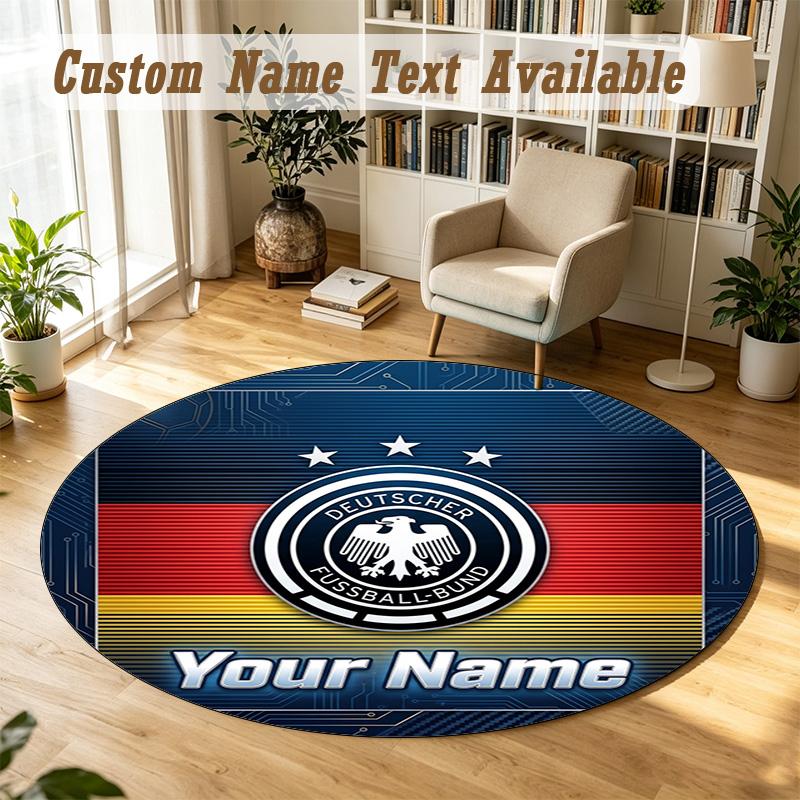 Round Rug Custom NameGermany National Football Team Pattern Non Slip Carpet Home Floor Decor