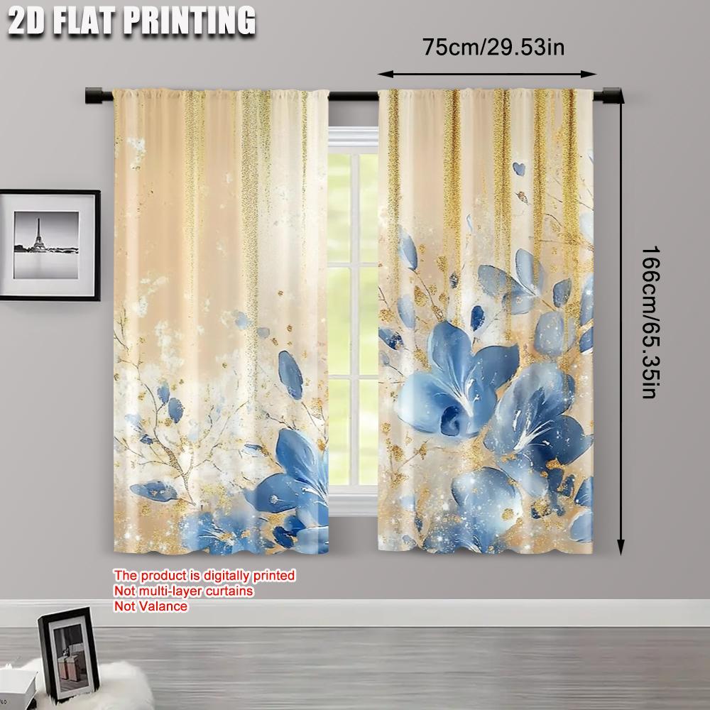 2pcs  2D plane printing Contemporary Curtains Abstract Art Floral Marble Polyester (without rod) Versatile All Perfect for