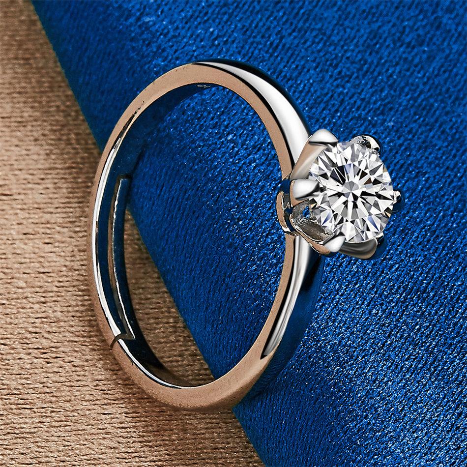 1 Piece 925 Sterling Silver Open-Ended Exquisite Zircon Ring for Women, Jewelry Gift, Wedding Accessories