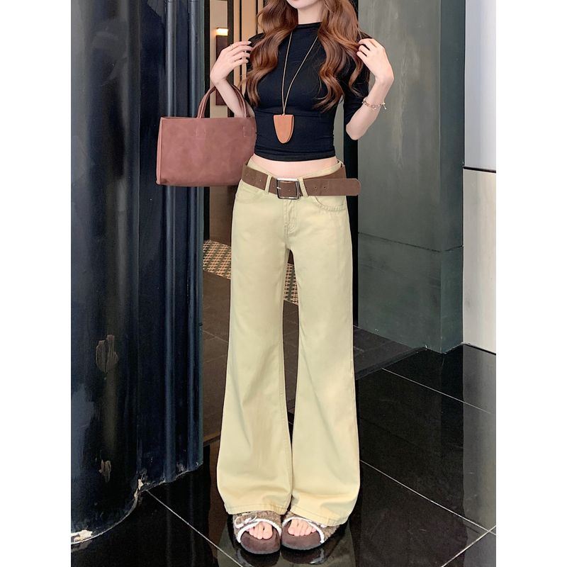 Kumikumi Retro Temperament Khaki Trumpet Pants Casual Pants Women Autumn Chic Age-Reducing Slimming Versatile Trousers