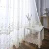 Embroidery Sheer Tulle Curtains for Living Room Transparent White Voile Sheer Curtain Window Drape Custom Size