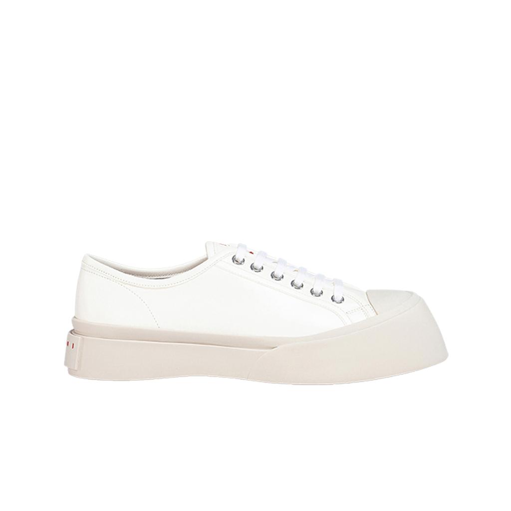 Marni Nappa Leather Pablo Lace Up Sneakers Lily White