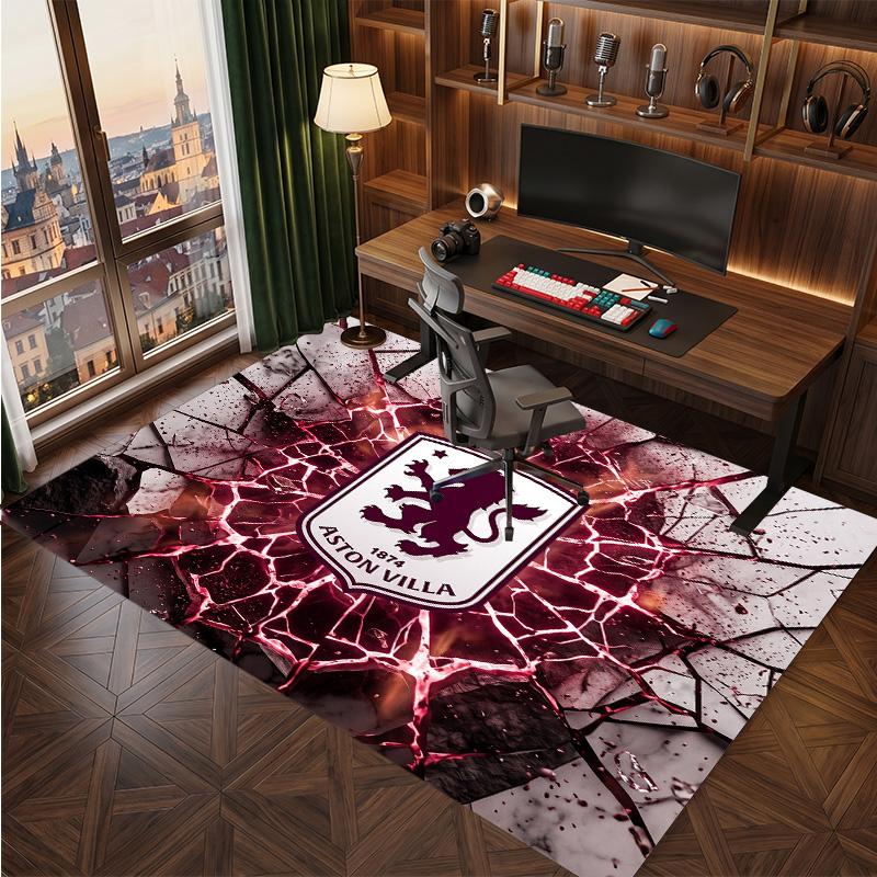 Aston Villa Voetbal Print Kristal Fluweel Tapijt, Comfortabel Waterabsorberend Antislip Binnen Vloerkleed