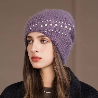 Autumn and Winter New Fashion Warm Ear Protection Knitted Hat Female Rabbit Fur Wool Hat