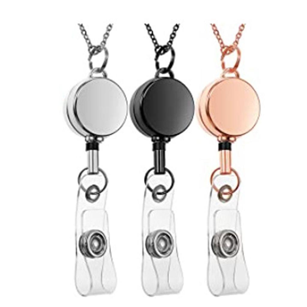 Badge Reel Lanyard with Id Holders Fashion Badge Chain Necklace Badge Business Card Holder for Teachers Student Nurses