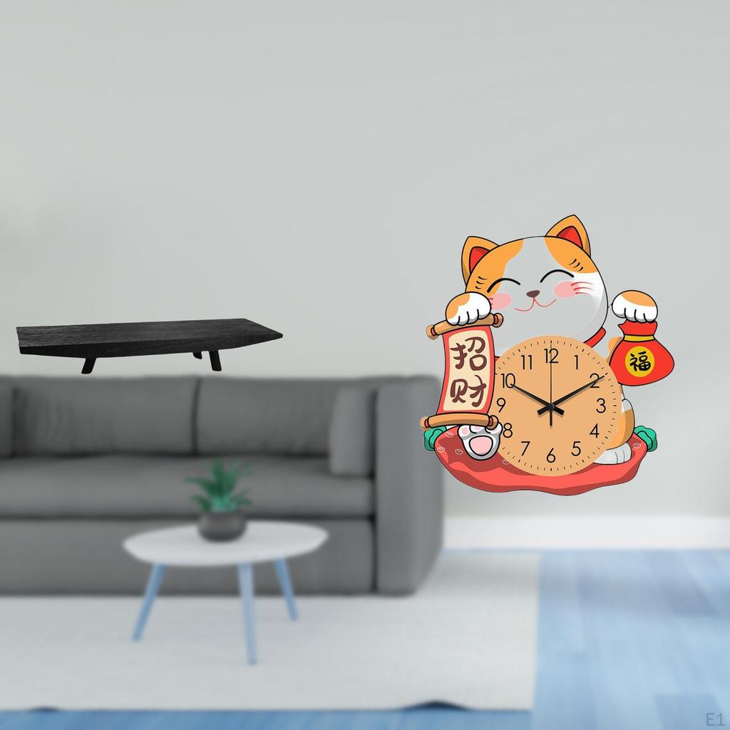 Rustic Cat Shaped Wooden Serving Tray And Silent Wall Clock for Home Decoration Multi Use Snack Bowl