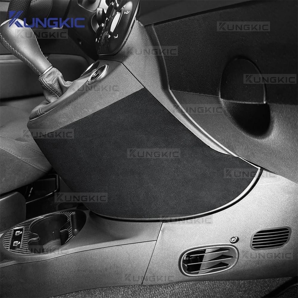 Oberer Wildleder-Aufkleber für Fiat 500 Abarth 595/695 2016-2025 LHD RHD Auto Anti-Kick-Pad unter dem Schalthebel Innenverkleidungszubehör