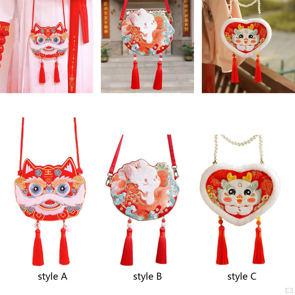 Chinesische Jahr Geldbörse Stickerei Umhängetasche Hanfu Tasche Happy Handy Kosmetik Schulter