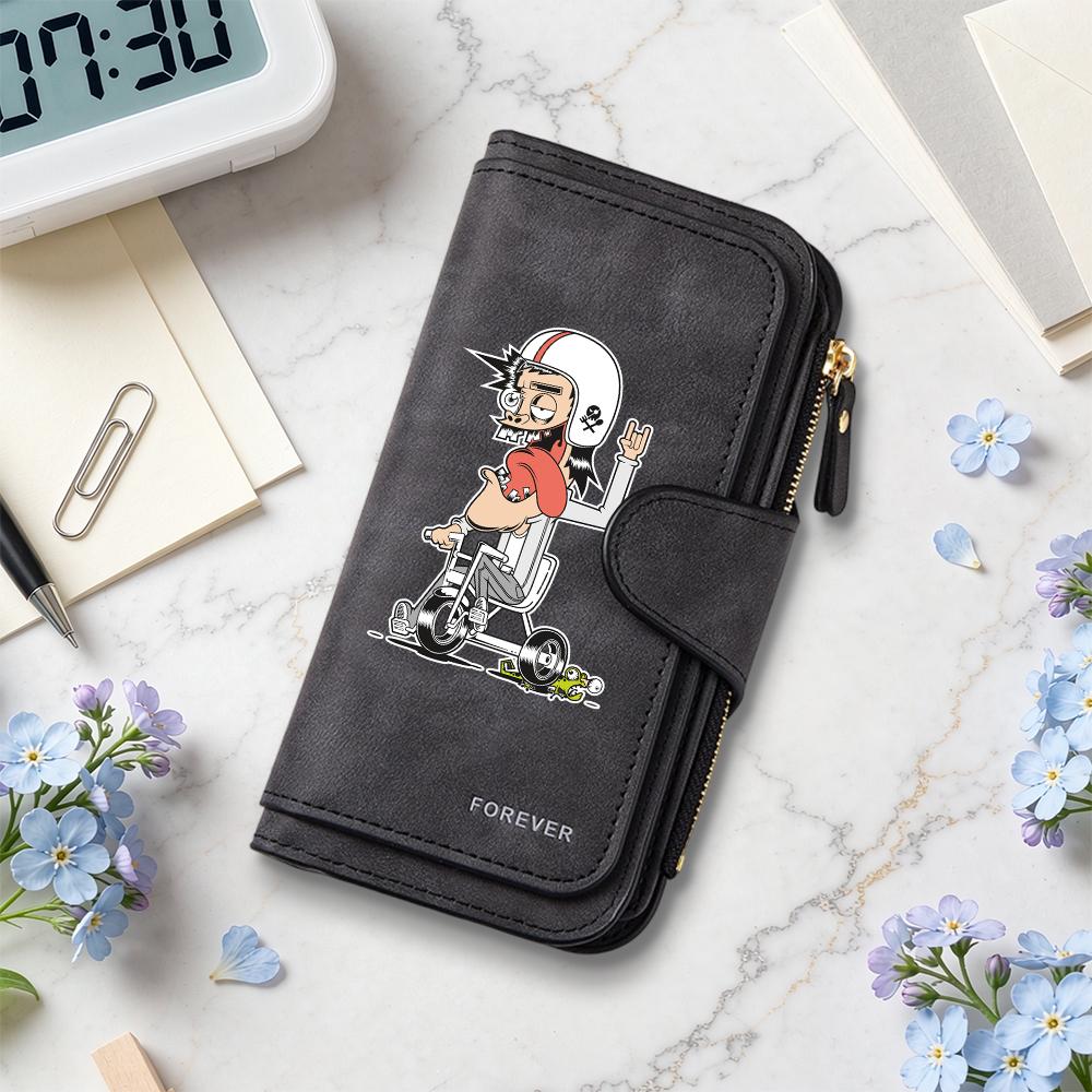 Cool Cartoon Rider Print Long Wallet 