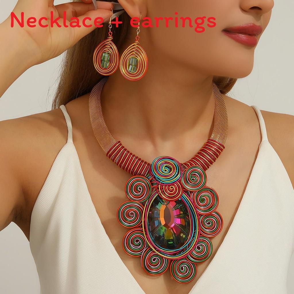 Set Jewelry Creative With Electroplated Crystal Accessories And Modern Style For Enthusiasts Fashion