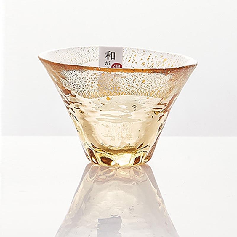 80ml Japanischer Orientalischer Sasaki Berg Fuji Kirschblütenbecher Handgemachter Goldfolien Sake-Becher Glas Kaltweinglas Kleine Teetasse Geschenke