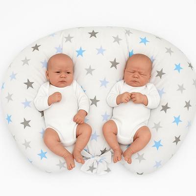 Twin Feeding Pillow + Removable Cover - Gray-blue Stars