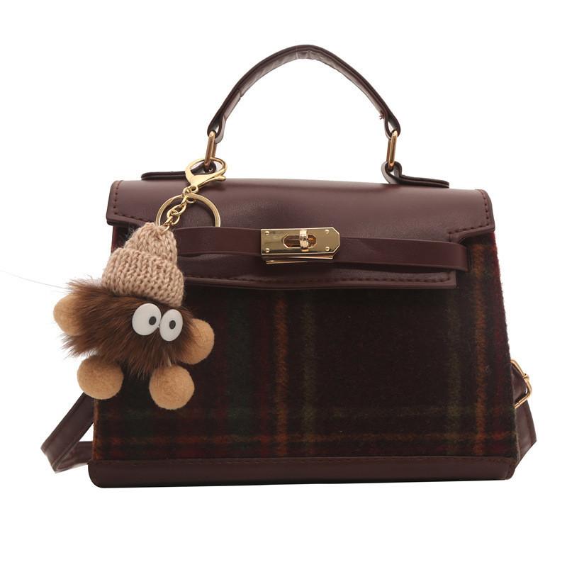 Fashionable Plaid Color Block Shoulder Crossbody Bag Women Bags2024 Street Style