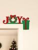 Christmas "JOY" Door Topper Decor, Red and Green Wreath & Gift Box Design, Festive Hanging Ornament for Home, Door & Office Gift