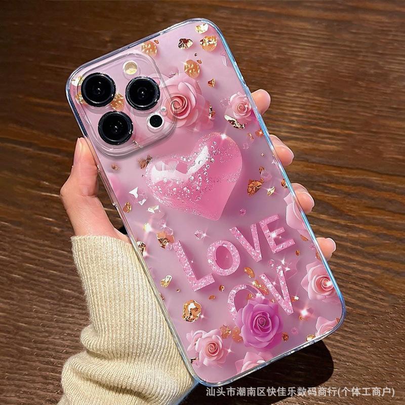 Cute colorful heart is suitable for iPhone 16, iPhone 11/12/13/14/15 Pro Max phone cases