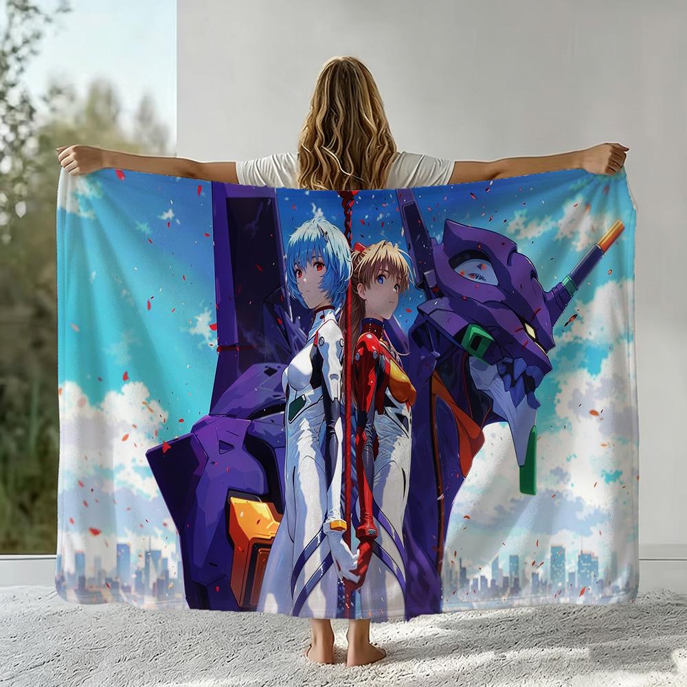 3D E-Evangelions Cartoon G-Genesis Cool Soft Warm Flannel Blanket Art For Wall Living Room Decor Bed Picnic Office Birthday Gift