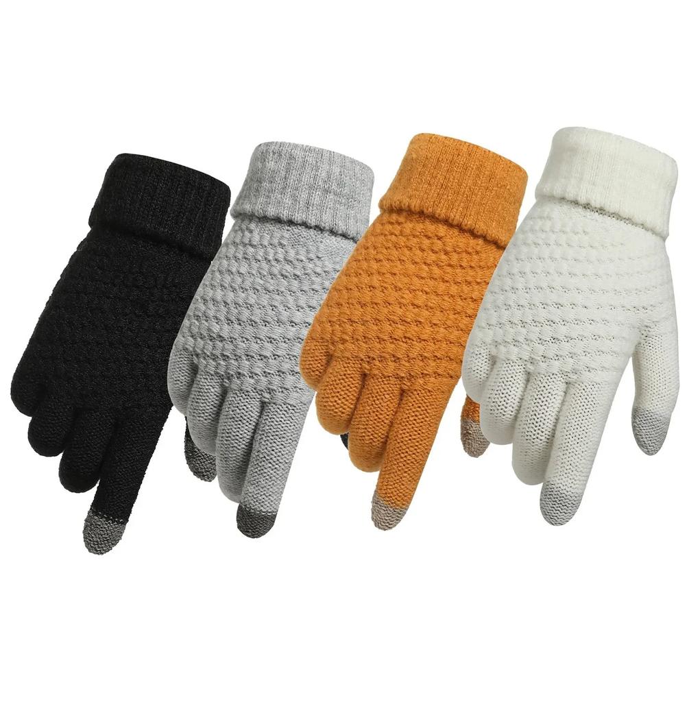 Women's Men's Warm Winter Touch Screen Gloves Stretch Knitted Mittens Full Finger Guantánamo Women's Crochet Gloves